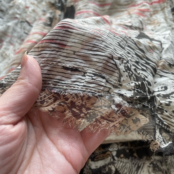 Vintage Brown Pink Patchwork Silk Cotton Skirt 12 Fairycore Goblincore Y2K Boho - Picture 5 of 12